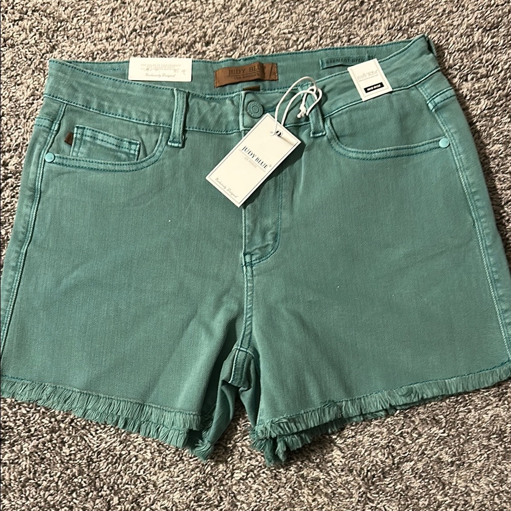 Judy Blue L sea green denim shorts